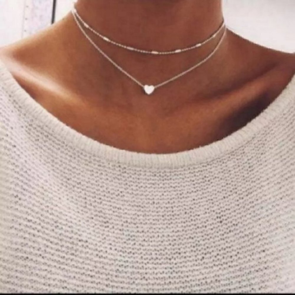 Boho Choker heart pendant necklace jewelry